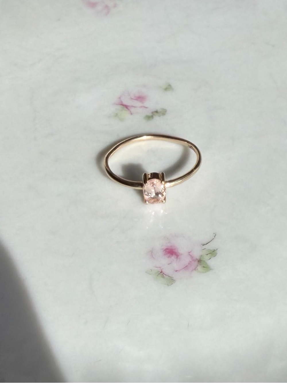 10k solid gold natural morganite ring SIZE 6 - Picture 3 of 10